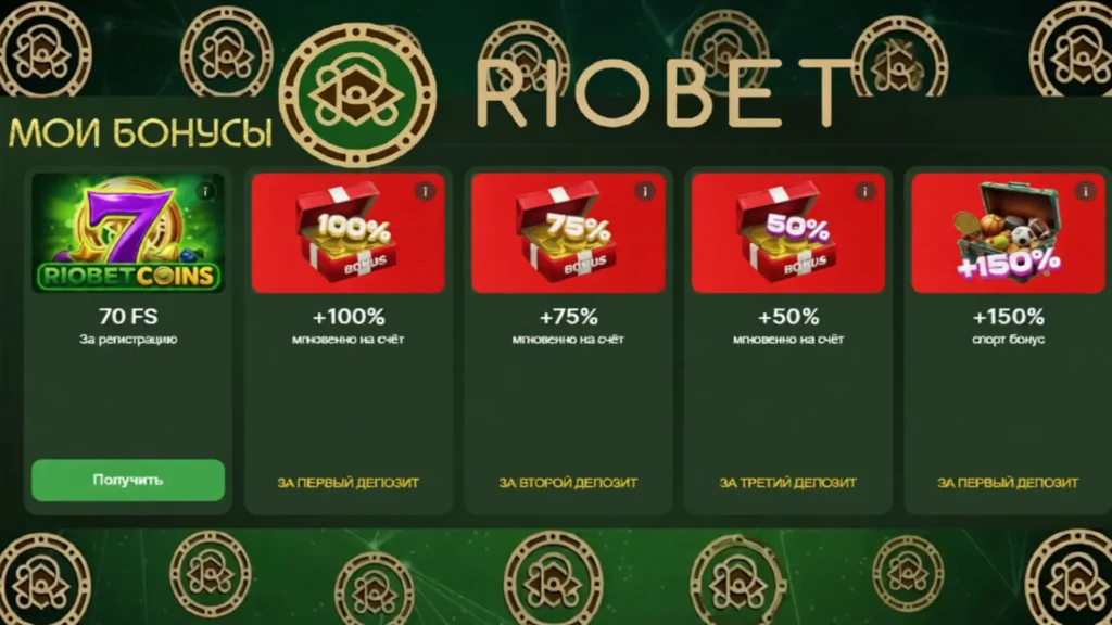 Описание бонусной системы Riobet Casino: приветственный пакет, кэшбэк, еженедельные акции, уровни VIP-программы. лояльности.